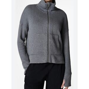 Sweaty Betty Restful Boucle Jacket in Charcoal Marl - size Large